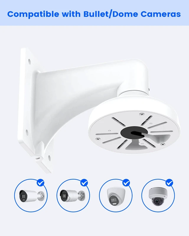 Alt view image 5 of 7 - Universal Adjustable Security Camera Wall Mount Bracket with Junction Box | Adjustable Mount, Hidden Cable Design, Durable Aluminum, Wide Camera Fit, Weather Resistant, Easy Installation