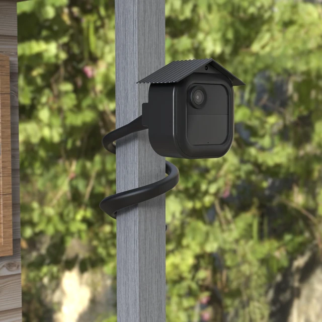 Alt view image 5 of 7 - Holicfun Flexible Mount and Cover for Blink Outdoor 4 & Outdoor 2K+, 2-Pack | 17.5-inch twist bracket wraps around poles, railings & more, weatherproof plastic cover adds extra protection, black