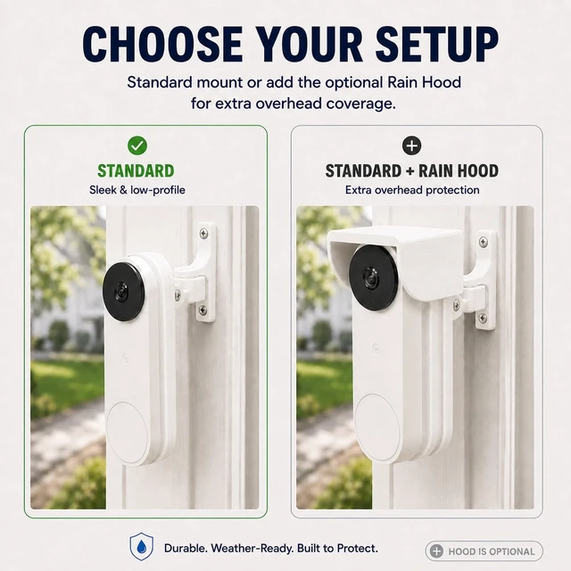 Alt view image 5 of 7 - splash n color 3D Printed Adjustable Screw-in Doorbell Mount Compatible with Google Nest Doorbell Wired 2nd Gen (2022) & 3rd Gen (2025) Skinny Narrow-Trim Base with Rain Hood | Angle Bracket