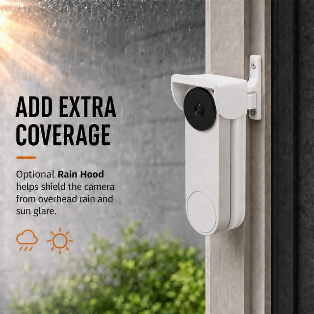 Alt view image 6 of 7 - splash n color 3D Printed Adjustable Screw-in Doorbell Mount Compatible with Google Nest Doorbell Wired 2nd Gen (2022) & 3rd Gen (2025) Skinny Narrow-Trim Base with Rain Hood | Angle Bracket