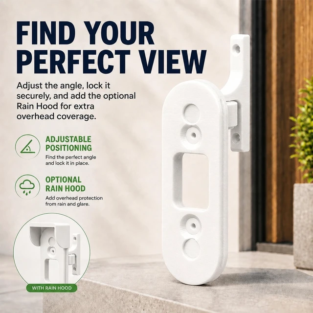 Alt view image 7 of 7 - splash n color 3D Printed Adjustable Screw-in Doorbell Mount Compatible with Google Nest Doorbell Wired 2nd Gen (2022) & 3rd Gen (2025) Skinny Narrow-Trim Base with Rain Hood | Angle Bracket