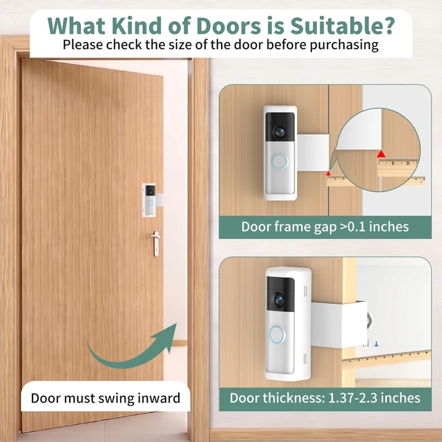 Alt view image 3 of 7 - All-new Anti-Theft Video Doorbell Mount,No-Drill Mounting Bracket Holder | Fit for Ring/Blink Video Battery Doorbell/Plus/Pro(2026 Release),Accessories for Apartment, Not for Security Door