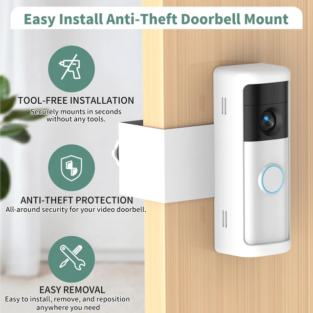 Alt view image 4 of 7 - All-new Anti-Theft Video Doorbell Mount,No-Drill Mounting Bracket Holder | Fit for Ring/Blink Video Battery Doorbell/Plus/Pro(2026 Release),Accessories for Apartment, Not for Security Door