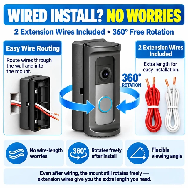 Alt view image 3 of 7 - Anti-Theft Mount ONLY for 20252026 Ring Wired Doorbells, Not Battery Model | Fits Wired Doorbell 2K (2nd Gen), 2K Plus (Plus 2nd Gen) & 4K Pro (Pro 3rd Gen); Not for Battery Models