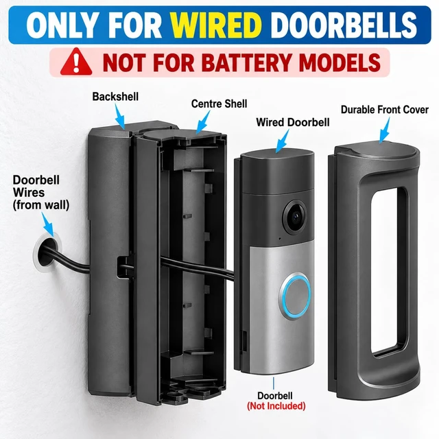 Alt view image 4 of 7 - Anti-Theft Mount ONLY for 20252026 Ring Wired Doorbells, Not Battery Model | Fits Wired Doorbell 2K (2nd Gen), 2K Plus (Plus 2nd Gen) & 4K Pro (Pro 3rd Gen); Not for Battery Models