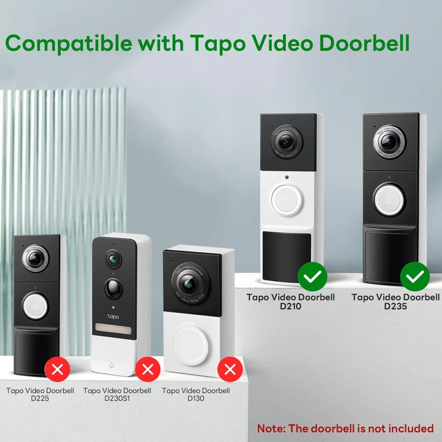 Alt view image 2 of 7 - Anti-Theft Doorbell Mount Compatible with Tapo, Fully Metal Mounting Bracket for Tapo Video Doorbell D210/ D225, Anti-Blocks Motion Sensor, No Drilling Adjustable for Houses/Apartments/Rentals - Black