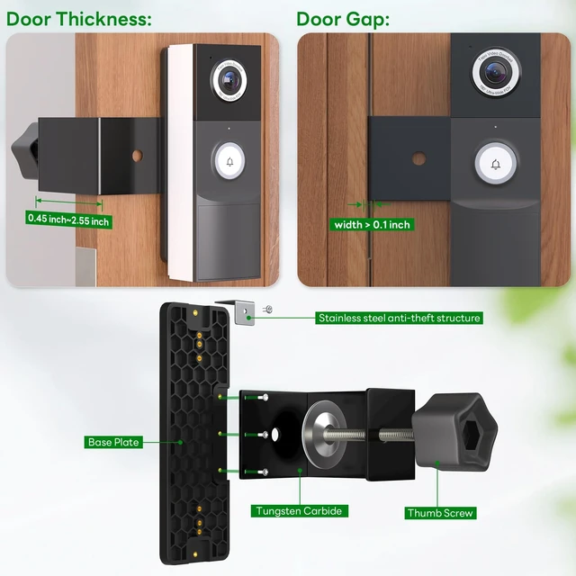 Alt view image 4 of 7 - Anti-Theft Doorbell Mount Compatible with Tapo, Fully Metal Mounting Bracket for Tapo Video Doorbell D210/ D225, Anti-Blocks Motion Sensor, No Drilling Adjustable for Houses/Apartments/Rentals - Black