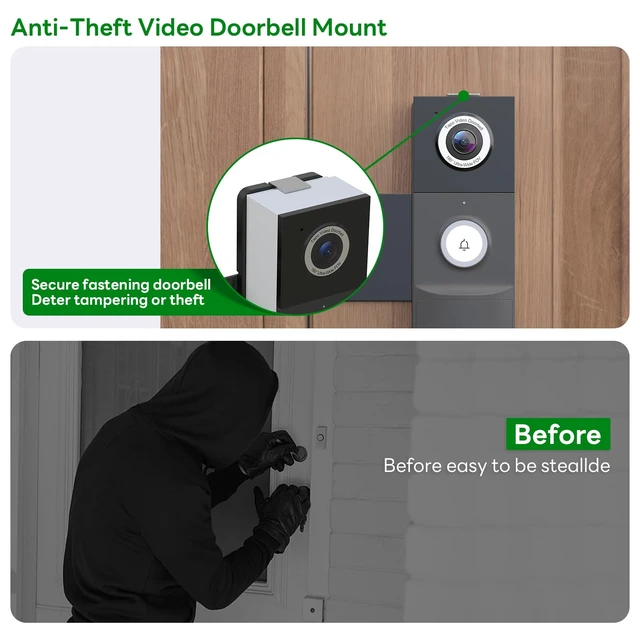 Alt view image 5 of 7 - Anti-Theft Doorbell Mount Compatible with Tapo, Fully Metal Mounting Bracket for Tapo Video Doorbell D210/ D225, Anti-Blocks Motion Sensor, No Drilling Adjustable for Houses/Apartments/Rentals - Black