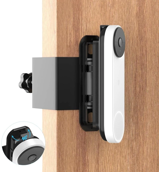 Main image of Borcorz Anti-Theft Adjustable Mount for Google Nest Doorbell (Battery), No Drill Mount for Google Doorbell Camera, Adjustable (45° Left and Right) Angle for Apartment Home Renters