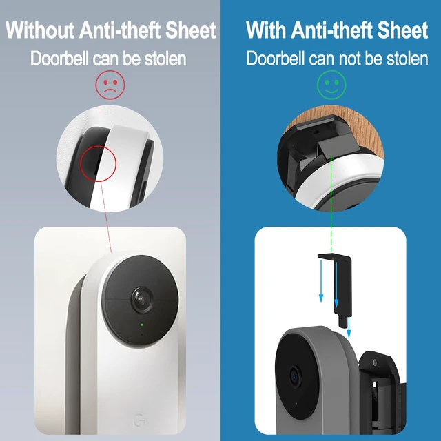 Alt view image 6 of 7 - Borcorz Anti-Theft Adjustable Mount for Google Nest Doorbell (Battery), No Drill Mount for Google Doorbell Camera, Adjustable (45° Left and Right) Angle for Apartment Home Renters