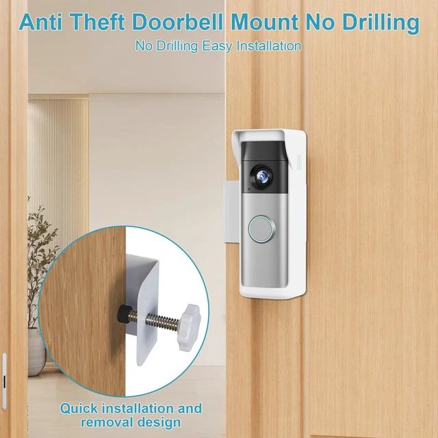 Alt view image 5 of 7 - 2026 Upgrade Anti-Theft Video Doorbell Mount for Ring/Other Battery Doorbell/Plus/Pro(2nd Gen), Adjustable No-Drill Mounting Video Camera Doorbell Cover Holder for Home Rentals, Not for Security Door