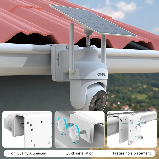 Alt view image 3 of 7 - Koroao Gutter Mount Compatible with SEHMUA RBX-S73 Solar Security Camera, for SEHMUA 2K Solar Security Cameras Wireless Outdoor Bracket AccessoriesWhite