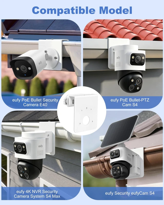 Alt view image 4 of 7 - 2 Pack Gutter Mount Bracket Compatible with eufy PoE NVR Security Camera | Gutter Mount for eufy PoE NVR Security System S 4 Max and eufy Security eufyCam S4 Solar Camera, eufy PoE Bullet-PTZ Cam S4