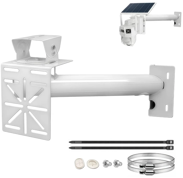 Main image of Coolotic CCTV Security Camera Mount Bracket - 300mm (11.81) 40mm (1.57) Diameter Tubular Pole/Wall Mount, Adjustable Duckbill Holder for Solar Panel/Dual Cameras, Universal L-Adapter Plate