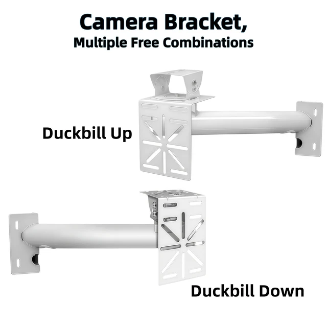 Alt view image 3 of 7 - Coolotic CCTV Security Camera Mount Bracket - 300mm (11.81) 40mm (1.57) Diameter Tubular Pole/Wall Mount, Adjustable Duckbill Holder for Solar Panel/Dual Cameras, Universal L-Adapter Plate