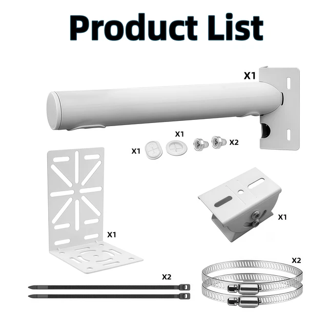 Alt view image 2 of 7 - Coolotic CCTV Security Camera Mount Bracket - 300mm (11.81) 40mm (1.57) Diameter Tubular Pole/Wall Mount, Adjustable Duckbill Holder for Solar Panel/Dual Cameras, Universal L-Adapter Plate