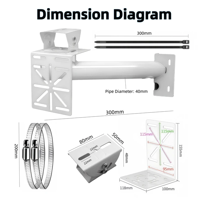 Alt view image 4 of 7 - Coolotic CCTV Security Camera Mount Bracket - 300mm (11.81) 40mm (1.57) Diameter Tubular Pole/Wall Mount, Adjustable Duckbill Holder for Solar Panel/Dual Cameras, Universal L-Adapter Plate