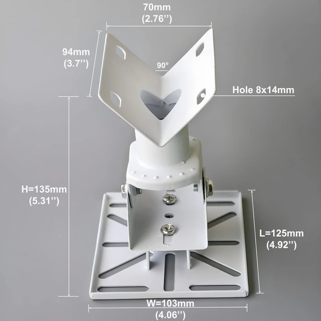 Alt view image 2 of 7 - UQISOVI 90° Right Angle CCTV PTZ Dome Camera Wall Corner Mounting Bracket, Aluminum Alloy Crossbar Holding Pole Mount Security Camera Integrated Clamp Bracket