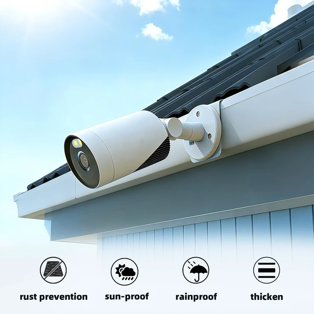 Alt view image 3 of 6 - 2Pack Gutter Mount for Eufy Solocam S340/E30/E42 Camera & 4G LTE Cam S330 Camera, White Stainless Steel Security Camera Bracket