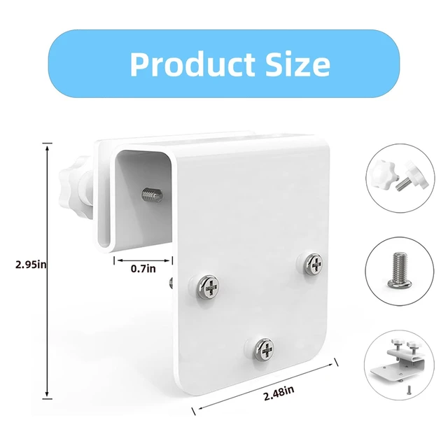 Alt view image 4 of 6 - 2Pack Gutter Mount for Eufy Solocam S340/E30/E42 Camera & 4G LTE Cam S330 Camera, White Stainless Steel Security Camera Bracket