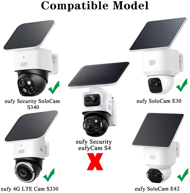 Alt view image 2 of 7 - 2 Pack Vinyl Siding Mount Compatible with Eufy SoloCam S340/E30/E42 and Eufy 4G LTE Cam S330 Solar Security Outdoor Camera Mounting Bracket No Drill,Stainless Steel,Rustproof,White