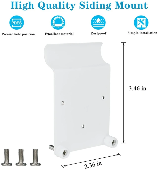 Alt view image 3 of 7 - 2 Pack Vinyl Siding Mount Compatible with Eufy SoloCam S340/E30/E42 and Eufy 4G LTE Cam S330 Solar Security Outdoor Camera Mounting Bracket No Drill,Stainless Steel,Rustproof,White