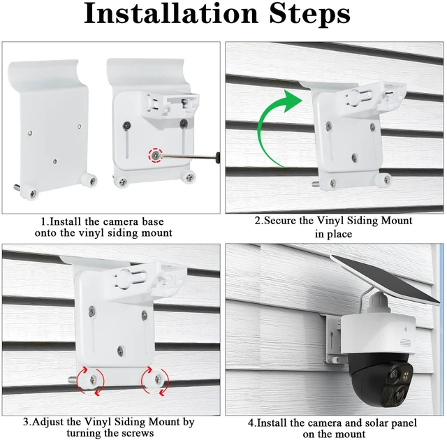 Alt view image 5 of 7 - 2 Pack Vinyl Siding Mount Compatible with Eufy SoloCam S340/E30/E42 and Eufy 4G LTE Cam S330 Solar Security Outdoor Camera Mounting Bracket No Drill,Stainless Steel,Rustproof,White