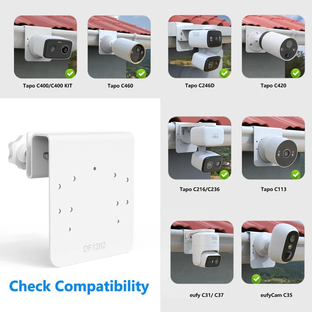 Alt view image 2 of 6 - Koroao Gutter Mount Bracket Compatible with eufy Security eufyCam C37/C31 Camera (White)