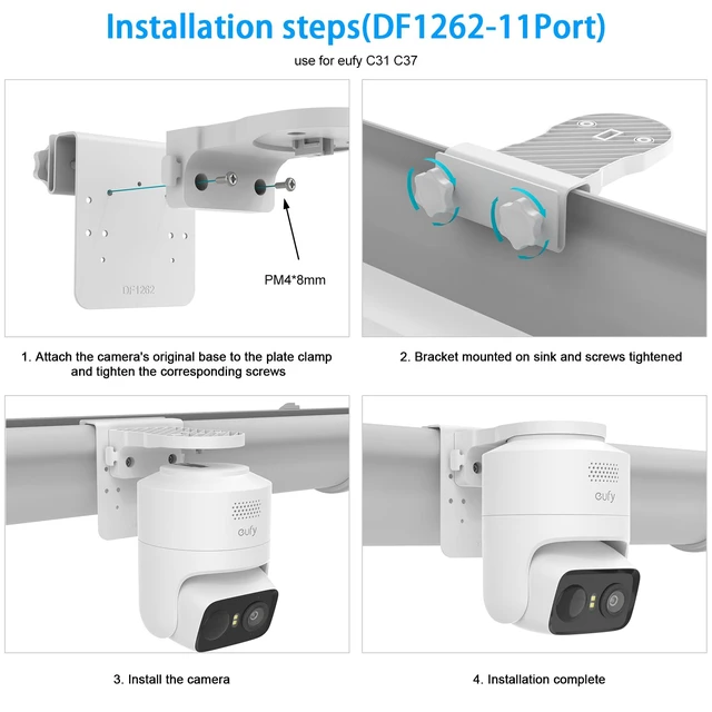 Alt view image 4 of 6 - Koroao Gutter Mount Bracket Compatible with eufy Security eufyCam C37/C31 Camera (White)