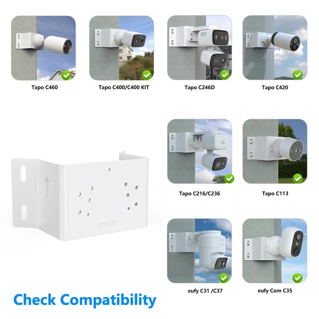 Alt view image 4 of 6 - HOLACA Outside Wall Corner Mount for eufy Security eufyCam C31/C35/C37 | White, Outdoor Use, Easy Installation