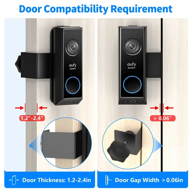 Alt view image 4 of 7 - Anti Theft Doorbell Mount for Eufy Doorbell Camera E340/C30/C31, No Drill Renter Friendly Door Bell Mount for Eufy E340, Fully Metal Mounting Bracket Door Camera Holder for Home Apartment Rentals
