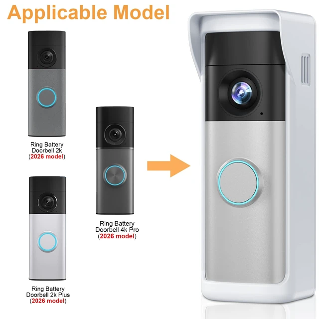 Alt view image 2 of 7 - No-Drill Adhesive Mount - 2026 New Upgraded for Ring/Other Battery Doorbell/Plus/Pro (2nd Gen-2026 Model), Camera Door Mounting Holder Bracket Accessories Easy Installation for Apartments Houses