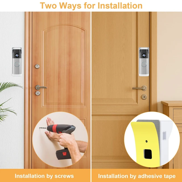 Alt view image 6 of 7 - No-Drill Adhesive Mount - 2026 New Upgraded for Ring/Other Battery Doorbell/Plus/Pro (2nd Gen-2026 Model), Camera Door Mounting Holder Bracket Accessories Easy Installation for Apartments Houses