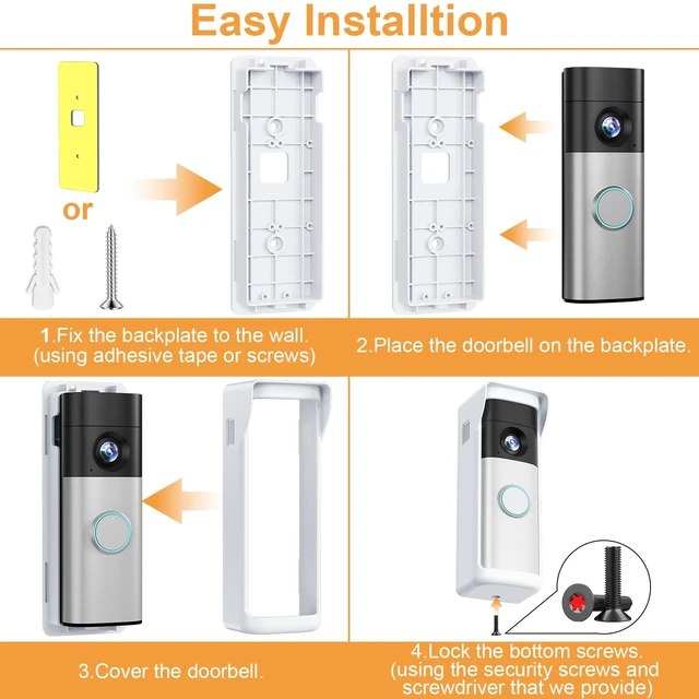 Alt view image 7 of 7 - No-Drill Adhesive Mount - 2026 New Upgraded for Ring/Other Battery Doorbell/Plus/Pro (2nd Gen-2026 Model), Camera Door Mounting Holder Bracket Accessories Easy Installation for Apartments Houses
