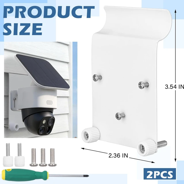 Alt view image 2 of 7 - Novabright 2 Pack Vinyl Siding Hooks, White No Drill Outdoor Camera Mount | Compatible with Solocam S340, E30, E42 S330, Stainless Steel Bracket, Anti-theft Vinyl Siding Clips for Hanging Solar Camera