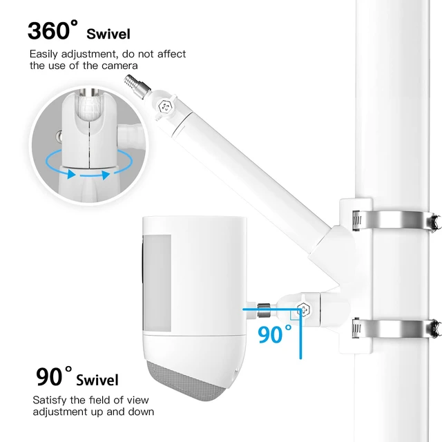 Alt view image 6 of 7 - HOLACA 2-in-1 Pole Mount for Outdoor Cameras and Solar Panels, White | Compatible with Ring Stick Up Cam/Outdoor Cam Plus/Spotlight Cam Plus/Pro, All Blink Camera, Arlo and Other 1/4" Camera
