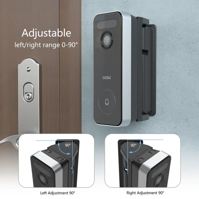 Alt view image 4 of 7 - OkeMeeo Adjustable Doorbell Mount for AOSU Doorbell Camera Wireless, Angle Mount Compatible with AOSU 5MP Ultra HD/Video Doorbell Pro/Ultra/SE