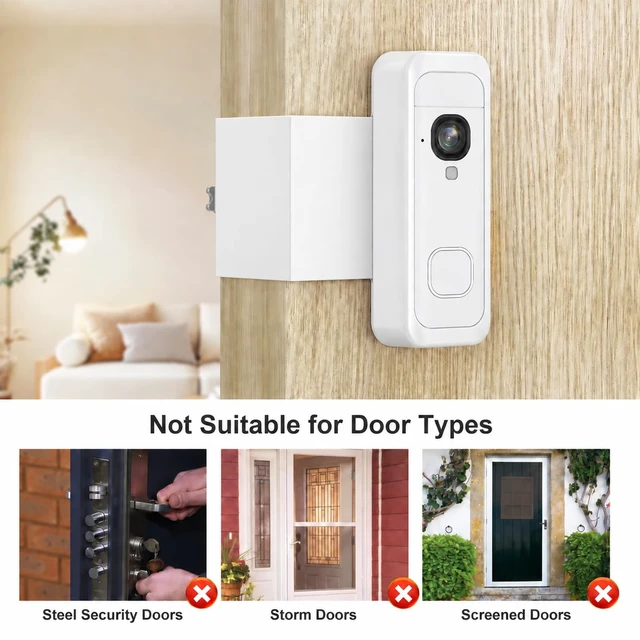 Alt view image 4 of 7 - Blink Doorbell Mount,Anti-Theft Blink Video Doorbell 2K+Door Mount Bracket | Only Fits for Blink Battery Doorbell 2K+(2026 Model,No-Drill,No Block Night Vision and Two-Way Audio for Apartments,Rentals