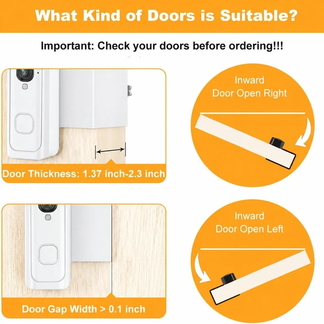 Alt view image 3 of 7 - Blink Doorbell Mount,Anti-Theft Blink Video Doorbell 2K+Door Mount Bracket | Only Fits for Blink Battery Doorbell 2K+(2026 Model,No-Drill,No Block Night Vision and Two-Way Audio for Apartments,Rentals