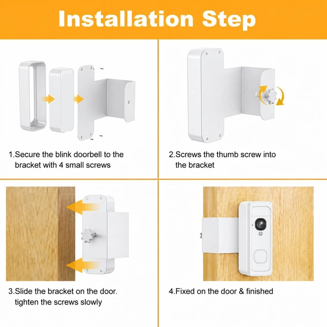 Alt view image 6 of 7 - Blink Doorbell Mount,Anti-Theft Blink Video Doorbell 2K+Door Mount Bracket | Only Fits for Blink Battery Doorbell 2K+(2026 Model,No-Drill,No Block Night Vision and Two-Way Audio for Apartments,Rentals