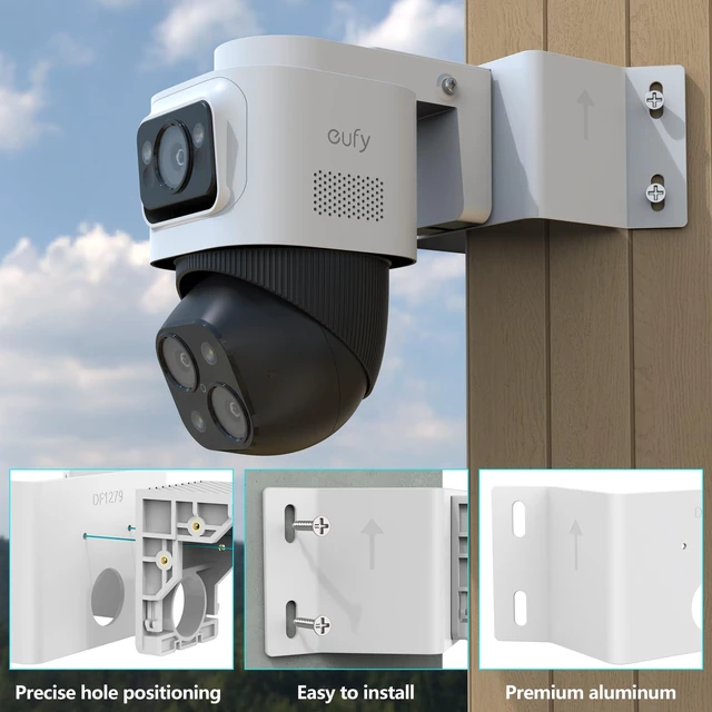 Alt view image 3 of 7 - Koroao Corner Mount Bracket Compatible with eufy PoE NVR Security System S4 Max,eufyCam S4 and eufy PoE Bullet-PTZ Cam S4 Camera (White)