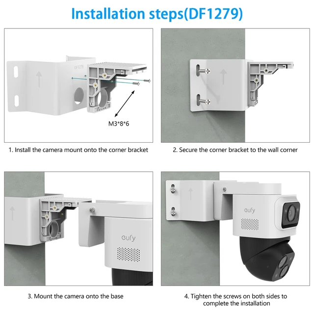 Alt view image 4 of 7 - Koroao Corner Mount Bracket Compatible with eufy PoE NVR Security System S4 Max,eufyCam S4 and eufy PoE Bullet-PTZ Cam S4 Camera (White)