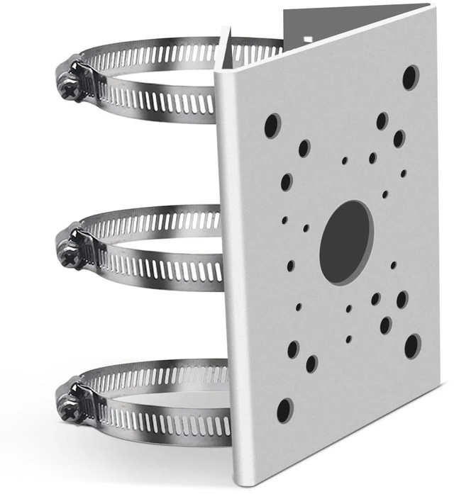 Main image of Universal Vertical Pole Corner Mount Bracket for Security Camera | Stainless Steel Pole Mount Adapter with 6 Loops, CCTV Cameras Mounting Brackets, Solar Panel Clamp