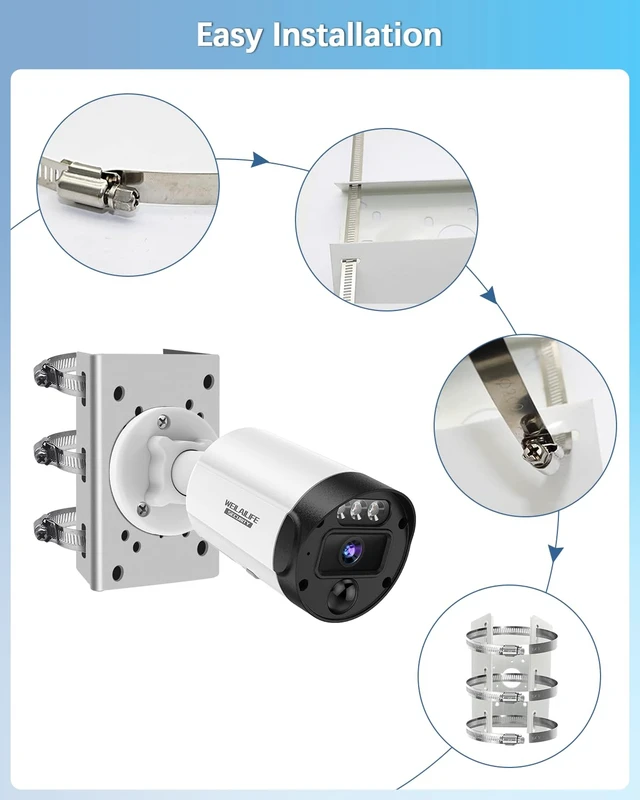 Alt view image 2 of 7 - Universal Vertical Pole Corner Mount Bracket for Security Camera | Stainless Steel Pole Mount Adapter with 6 Loops, CCTV Cameras Mounting Brackets, Solar Panel Clamp