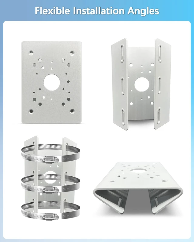 Alt view image 7 of 7 - Universal Vertical Pole Corner Mount Bracket for Security Camera | Stainless Steel Pole Mount Adapter with 6 Loops, CCTV Cameras Mounting Brackets, Solar Panel Clamp