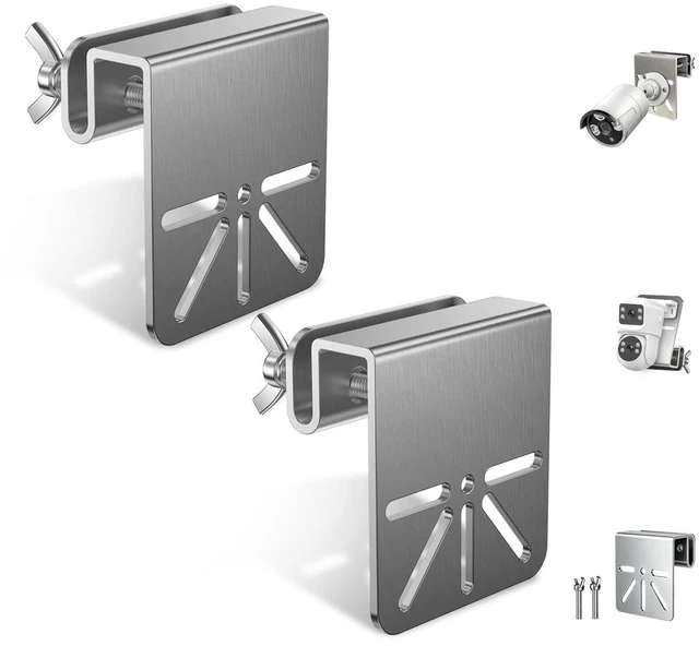 Main image of Universal Security Camera Gutter Mount, Adjustable Steel Bracket | Adjustable Design, Gutter Clamp Mount, Heavy Duty Steel, Wide Compatibility, No Drill Mount, Multi Hole Design