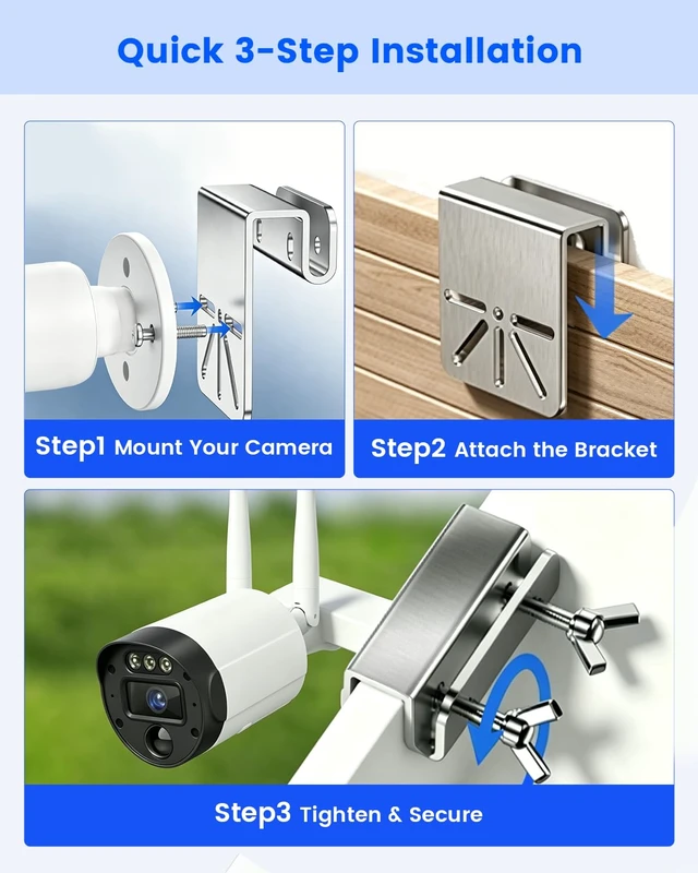Alt view image 7 of 7 - Universal Security Camera Gutter Mount, Adjustable Steel Bracket | Adjustable Design, Gutter Clamp Mount, Heavy Duty Steel, Wide Compatibility, No Drill Mount, Multi Hole Design