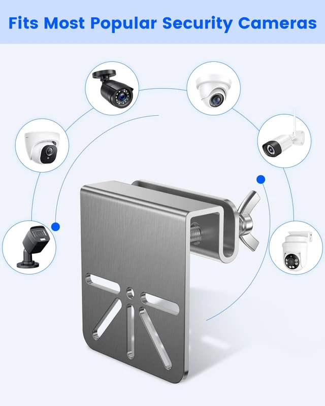 Alt view image 6 of 7 - Universal Security Camera Gutter Mount, Adjustable Steel Bracket | Adjustable Design, Gutter Clamp Mount, Heavy Duty Steel, Wide Compatibility, No Drill Mount, Multi Hole Design
