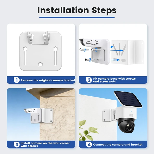 Alt view image 4 of 7 - Gutter Mount & Wall Corner Mount for Wyze, Eufy soloCam S340/E30/E42 | Stainless steel anti-rust, 270° Wider View, Fits Wyze, Eufy, Reolink, AOSU cameras, solarpanel and more, White