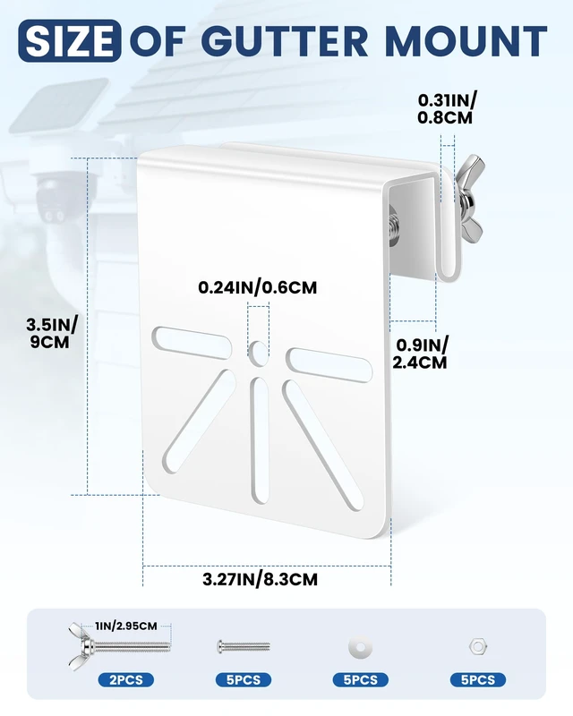 Alt view image 5 of 7 - Gutter Mount & Wall Corner Mount for Wyze, Eufy soloCam S340/E30/E42 | Stainless steel anti-rust, 270° Wider View, Fits Wyze, Eufy, Reolink, AOSU cameras, solarpanel and more, White